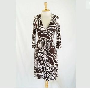 DVF Printed Julian Silk Jersey Wrap Dress Size 2
